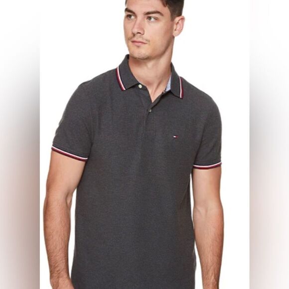 Tommy Hilfiger solid wicking grey polo Sz L - Picture 1 of 10